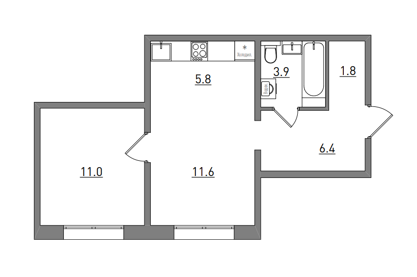 планировка квартиры 41 м2